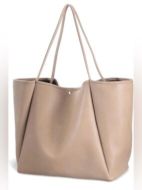 Everyday Pebble-Texture Taupe Tote Bag